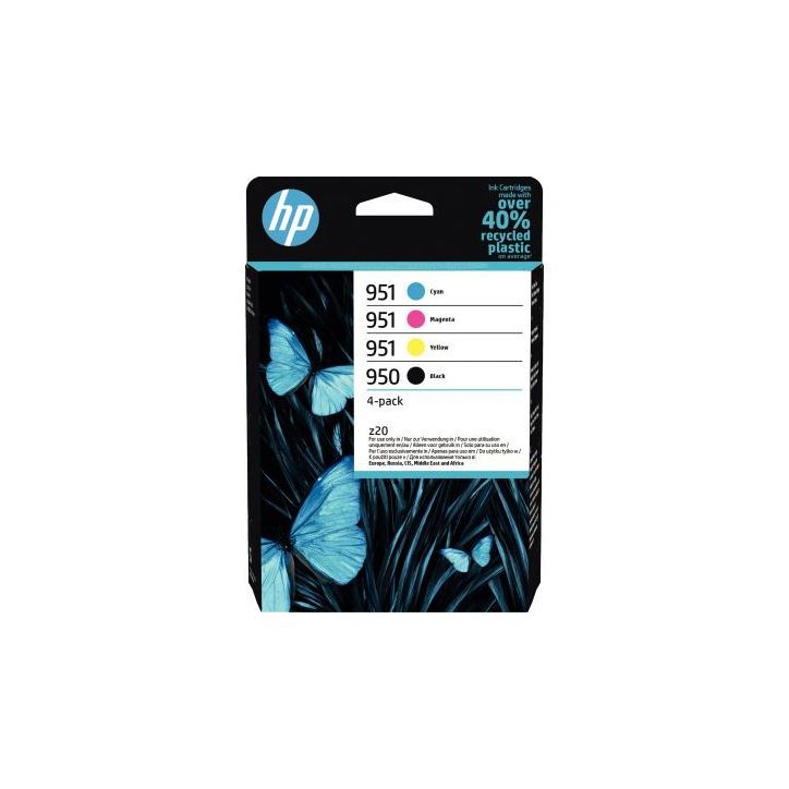 Lot de 4 cartouches d'encre à la marque HP 6ZC65AE noir cyan magenta et jaune 950 / 951 HPSPI6ZC65AE HP