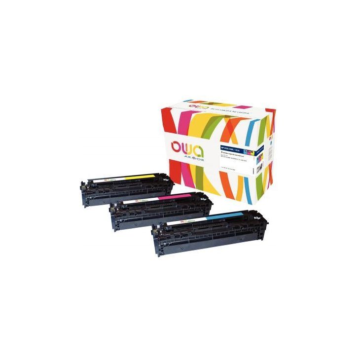 Lot 3 cartouches laser compatible à la marque HP 131A et Canon 731 cyan, magenta et jaune K35593OW OWA ARMOR