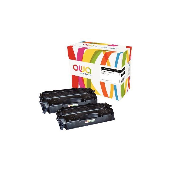 Lot 2 cartouches laser compatible à la marque HP 05XD et Canon 719H noir haute capacité K35121OW OWA ARMOR