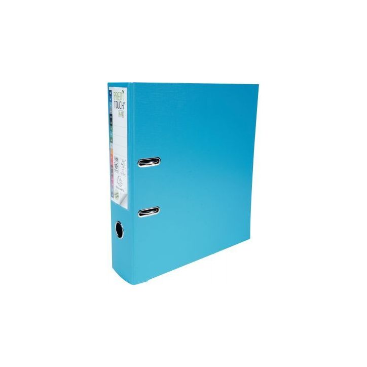 Classeur à  levier en plastique PREM'TOUCH format A4 maxi dos 5 cm bleu clair 53102E EXACOMPTA