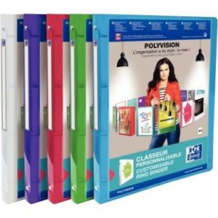 Achetez OXFORD Classeur OXFORD POLYVISION A4 dos 20 mm 4 anneaux ronds en PP translucide assorti pas..