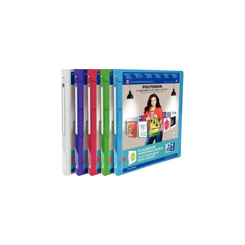 Achetez OXFORD Classeur OXFORD POLYVISION A4 dos 20 mm 4 anneaux ronds en PP translucide assorti pas..