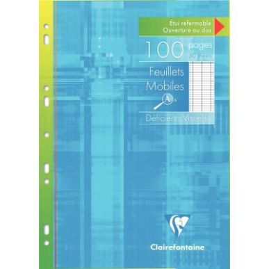Achetez Etui de 50 feuillets mobiles A4, séyès 2,5 mm agrandi 10/10, perforés, coloris blanc 1749..