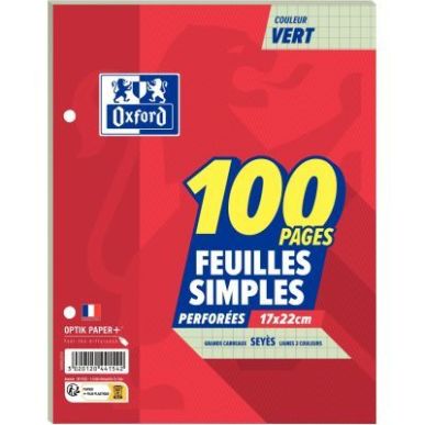 Achetez Sachet de 50 feuillets mobiles 17x22 cm seyès 80g, vert 100100940 HAMELIN pas cher sur Ma R..