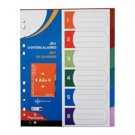 Achetez Jeu de 6 intercalaires en polypropylène COLOR FRESH, format A4+ 2010027 COLOR FRES pas cher..