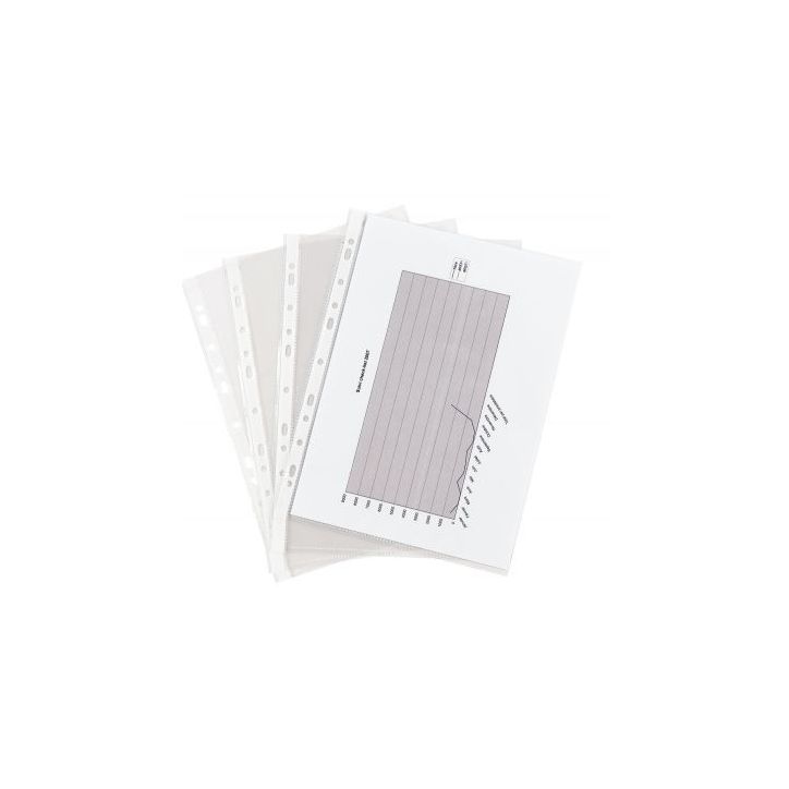 Sachet de 100 pochettes perforées en polypropylène aspect lisse Format 21x29,7 cm épaisseur 7,5/100ème 100