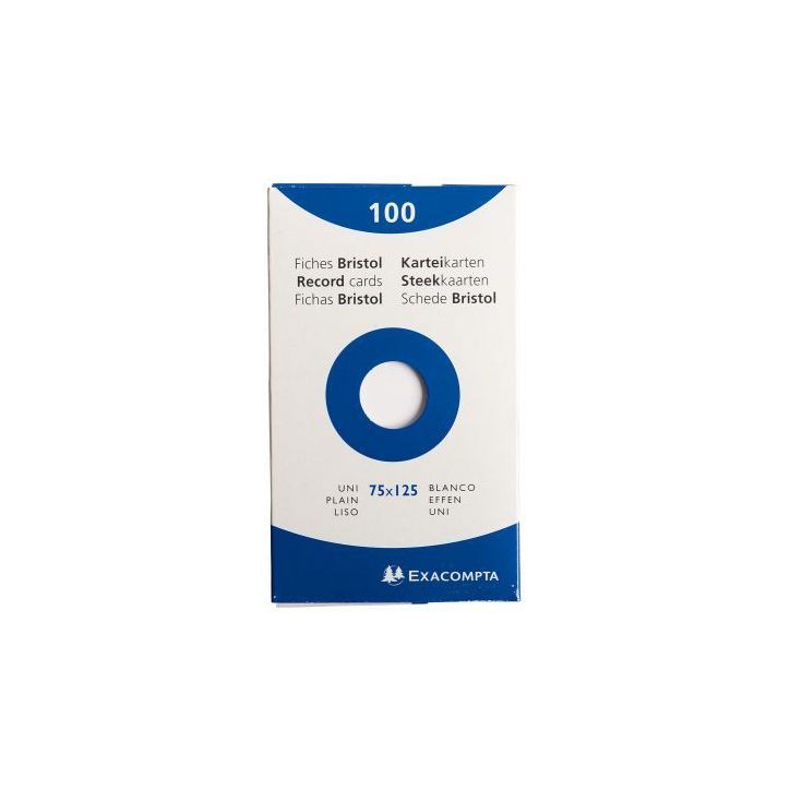 EXACOMPTA Etui de 100 fiches bristol non perforées 75x125mm (A7) unies Blanc