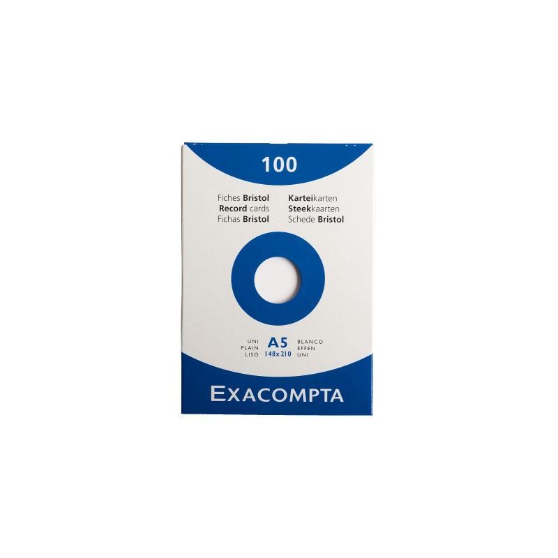 Achetez EXACOMPTA Etui de 100 fiches bristol non perforées 148x210mm (A5) unies Blanc pas cher sur ..