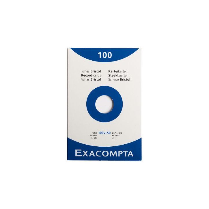 Boîte de 100 fiches bristol non perforées carte forte 205 g uni blanc 10 x 15 cm 13302E EXACOMPTA