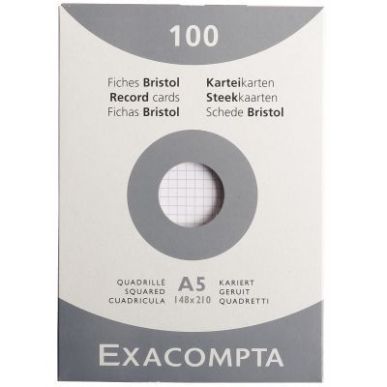 Achetez EXACOMPTA Etui de 100 fiches bristol non perforées 148x210mm (A5) quadrillées 5x5 Blanc pa..