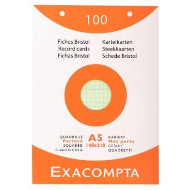 Achetez ETUI DE 100 FICHES  BRISTOL ASS QUADRILLE 5X5 PERF pas cher sur Ma Rentrée Scolaire
