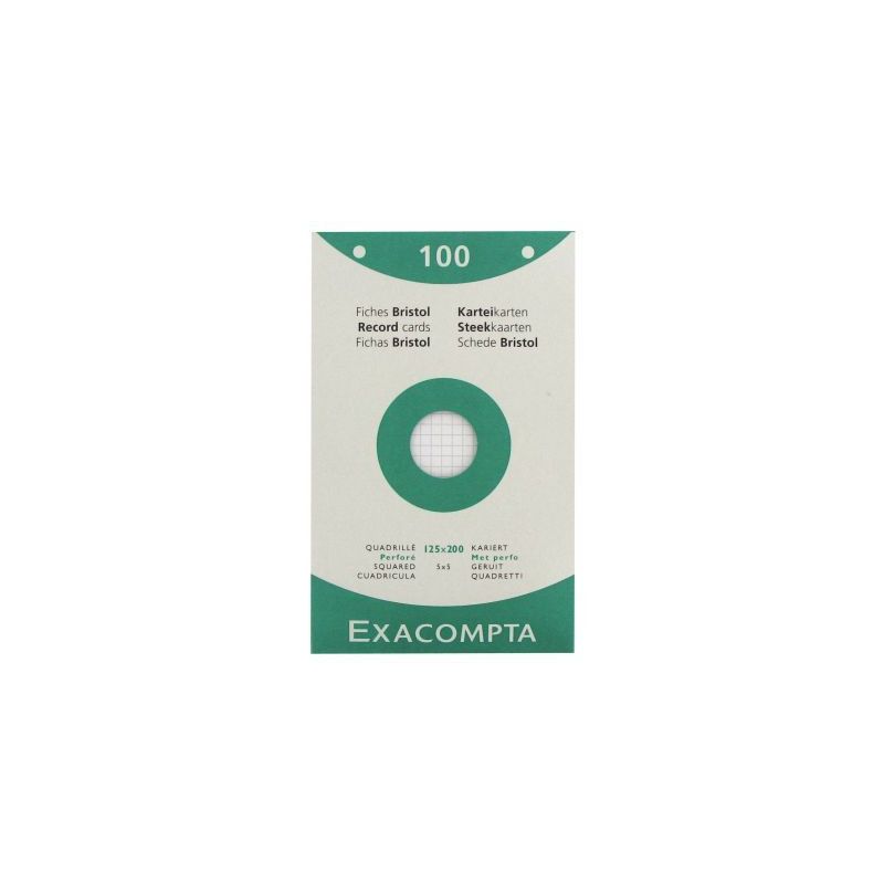 Achetez EXACOMPTA Etui de 100 fiches bristol perforées 125x200mm quadrillées 5x5 Blanc pas cher su..