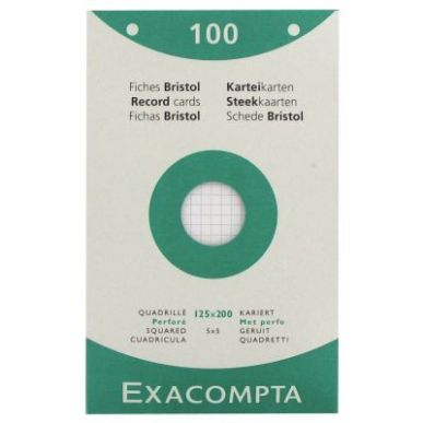 Achetez EXACOMPTA Etui de 100 fiches bristol perforées 125x200mm quadrillées 5x5 Blanc pas cher su..