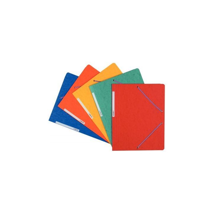 Paquet de 10 chemises sans rabat à élastiques, en carte lustrée 390 g, format 24x32 cm, coloris assortis