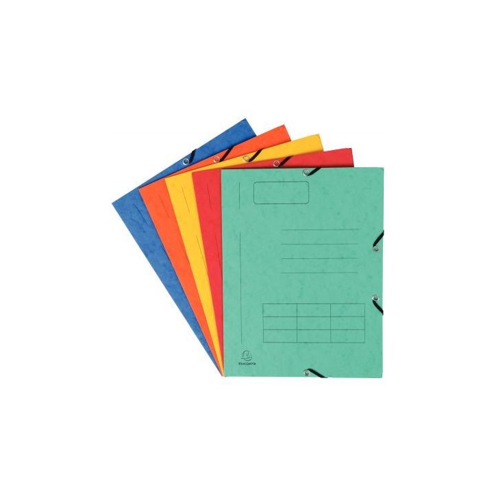 Paquet de 10 chemises 3 rabats à élastiques pré-imprimées carte lustrée 4,5/10ème 55360E EXACOMPTA