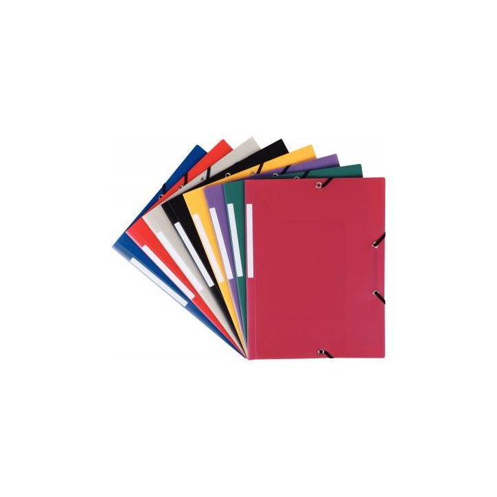 Chemise 3 rabats à élastiques en polypropylène opaque 4/10ème, format 24x32 cm, bordeaux 1300090 BORDEAUX