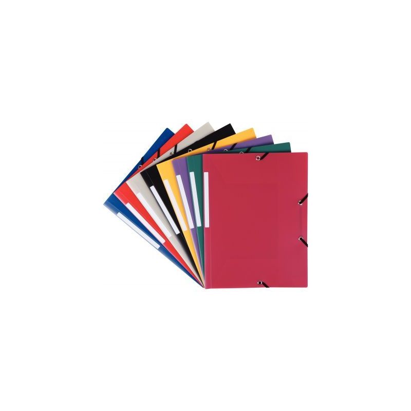 Achetez Chemise 3 rabats à élastiques en polypropylène opaque 4/10ème, format 24x32 cm, rouge 13..