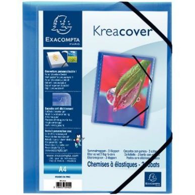 Achetez Chemise 3 rabats à élastiques personnalisable KREACOVER en polypropylène bleu 55182E KREA..