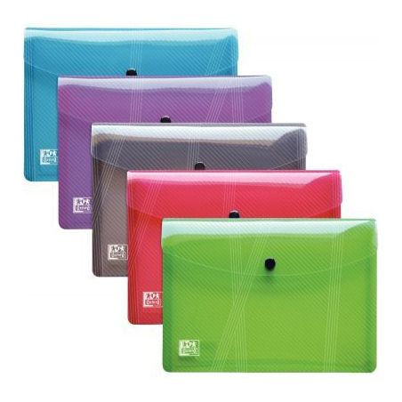 Achetez Paquet de 5 enveloppes en polypropylène pour format A5 fermeture par bouton pression couleu..