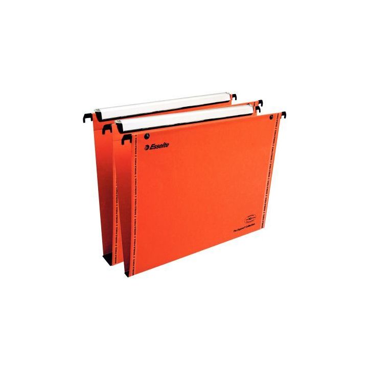 Paquet de 10 dossiers suspendus ESSELTE en kraft recyclé 240g pour tiroir, dos 15 et 30 mm, orange 49971 ESSE(...)