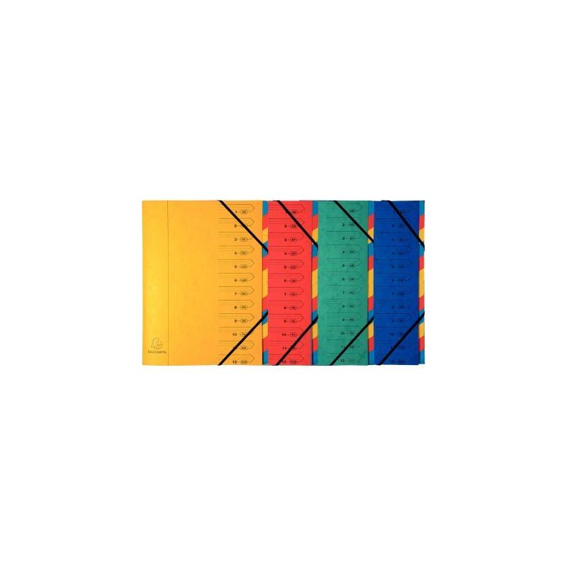 Achetez Trieur dos agrafé avec élastiques, 12 compartiments, coloris assortis 54120E EXACOMPTA pas..