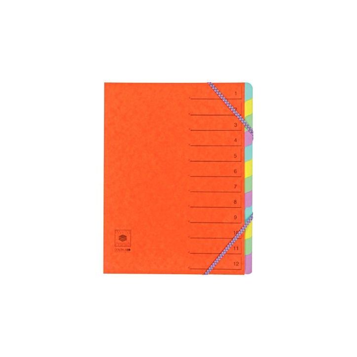 Trieur en carte lustrée 5/10ème fermeture par élastiques 12 compartiments T6905 COUTAL