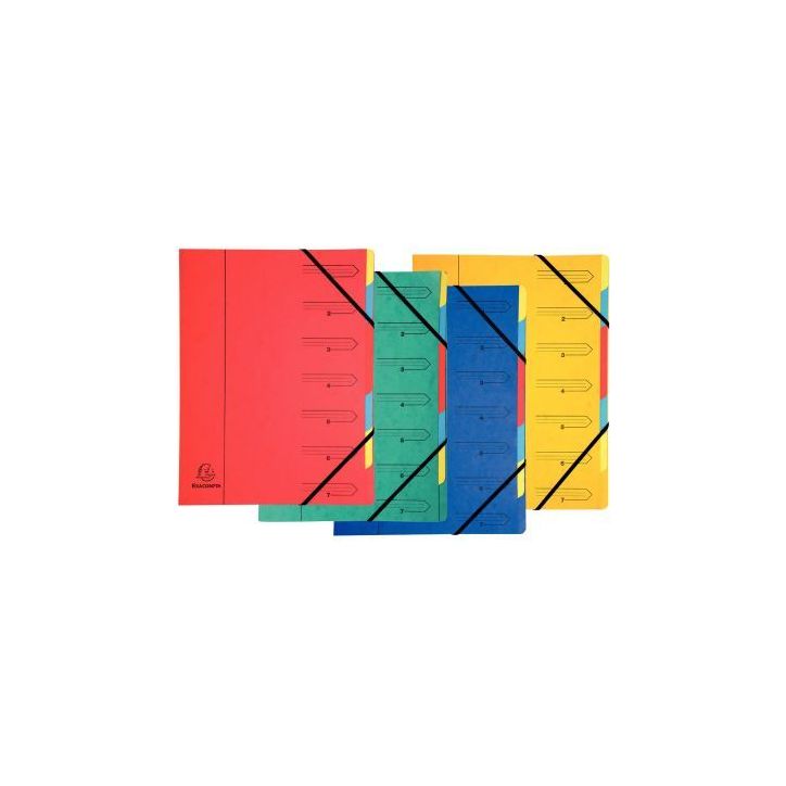 Trieur dos agrafé avec élastiques, 7 compartiments, coloris assortis 54070E EXACOMPTA