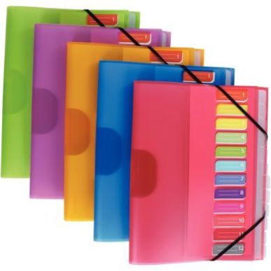 Achetez Trieur en polypropylène Color Fresh 12 compartiments, 3 rabats + élastiques 1310402 pas ch..