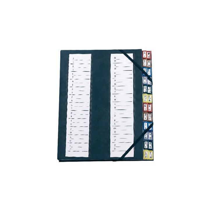Trieur couverture plastifiée avec élastiques 24 compartiments coloris bleu 48.2406 EMEY