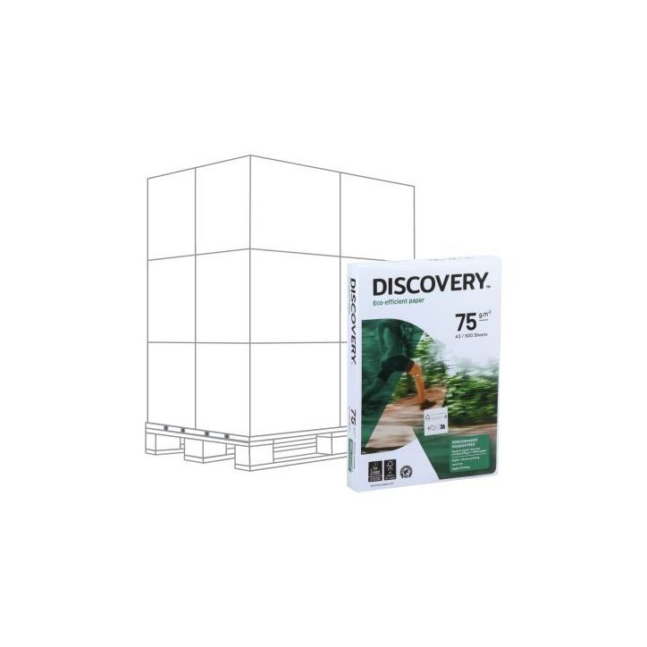 Palette de 120 ramettes de 500f format A3 75g blanc DISCOVERY 47776X120 DISCOVERY