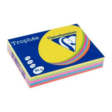 Achetez CLAIREFONTAINE Ramette 5x100F papier Trophée 80g A3 assortis intense soleil,menthe,cardinal..