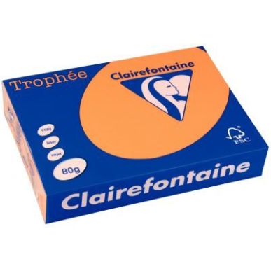 Achetez CLAIREFONTAINE Ramette de 500 feuilles papier couleur TROPHEE 80 grammes format A4 clementin..
