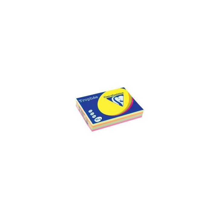 Carton de 5 ramettes de 500 feuilles format A4 80g fluo assortis 1705SCX5 TROPHEE CLAIREFONTAINE