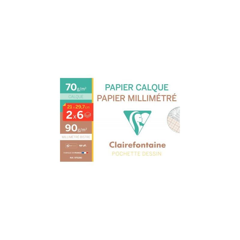 Achetez Pochette de papier calque + papier millimétré format A4 97528C CLAIREFONTAINE pas cher sur..