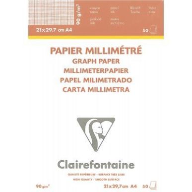 Achetez Bloc de 50 feuilles de papier millimétré velin format 21x29,7mm 97135C CLAIREFONTAINE pas ..