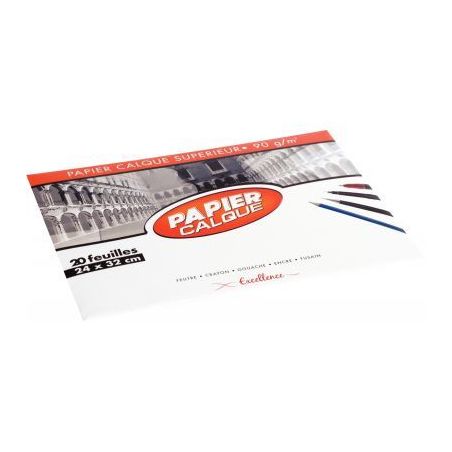 Achetez Pochette de 20 feuilles papier calque uni, 90 g 24x32 cm EXCELLENCE 43008MAJUSC pas cher sur..