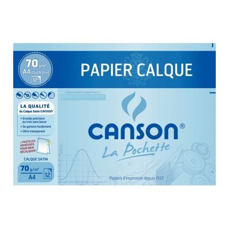 Achetez Pochette 12 feuilles calque satin A4 70 grammes C200006565 CANSON pas cher sur Ma Rentrée S..
