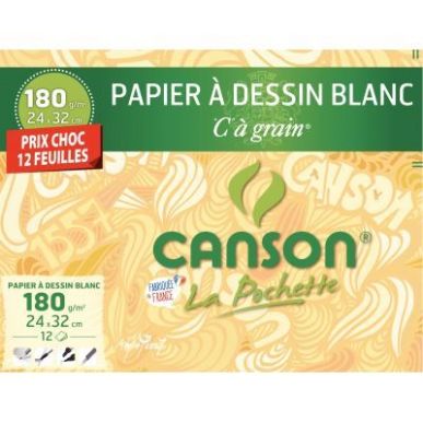 Achetez Pochette de 12 feuilles à  dessin C à  grain 180 g, format 24x32 cm C200027102 CANSON pa..