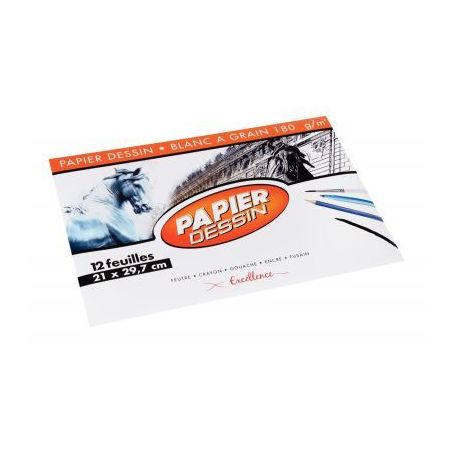 Achetez Pochette de 12 feuilles de papier dessin blanc 180 g format 21x29,7 cm 43001MAJUSC pas cher ..