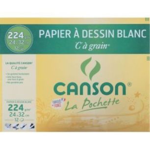 Achetez Pochette de 12 feuilles à  dessin C à  grain 224 g, format 24x32 cm C200027103 CANSON pa..