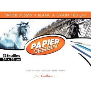 Achetez Pochette de 12 feuilles de papier dessin blanc 180 g format 24x32 cm EXCELLENCE 43002MAJUSC ..