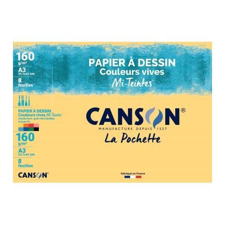 Achetez Pochette de 8 feuilles mi-teintes A3 160 grammes de couleur vive C200003164 CANSON pas cher ..