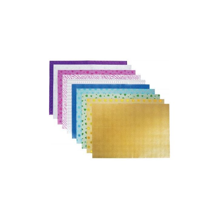 Pochette de 10 feuilles pailletées holographiques adhesives A4 4797