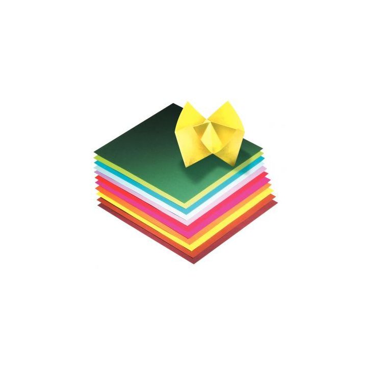 Pochette de 100 feuilles de papier pour pliage origami format 20 x 20 cm couleurs assorties 8920