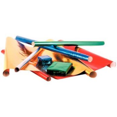 Achetez Carton de 10 rouleaux de papier métallisé 1 face 200x70cm couleurs assorties ( bleu, vert,..