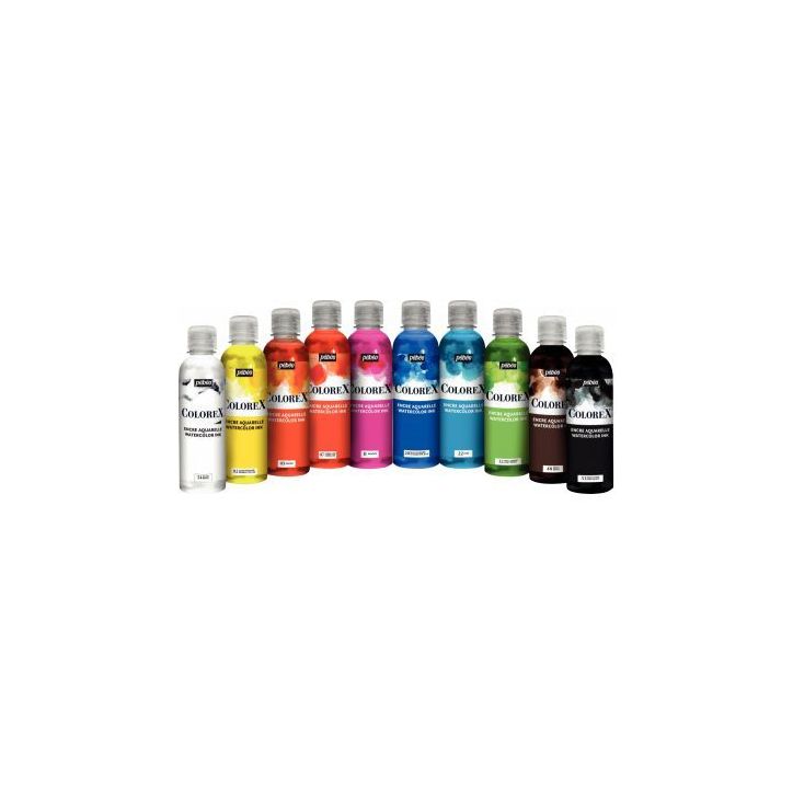 Lot de 10 flacons 250ml d'encres à dessiner COLOREX dont 3 offerts 417406 COLOREX PEBEO