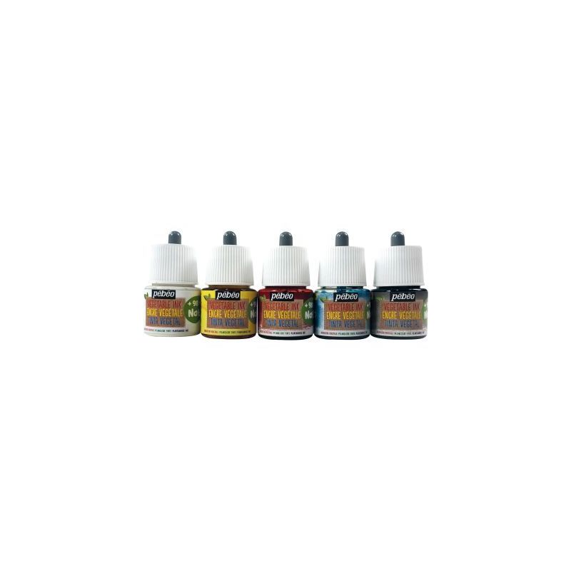 Achetez Set de 5 flacons 45ml d'encre à dessiner végétale, couleurs primaires 599040 PEBEO pas ch..