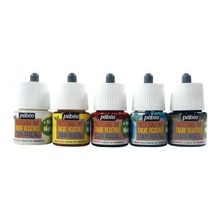 Achetez Set de 5 flacons 45ml d'encre à dessiner végétale, couleurs primaires 599040 PEBEO pas ch..