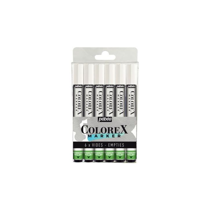 Pochette de 6 Colorex markers vides rechargeables 417440 COLOREX PEBEO