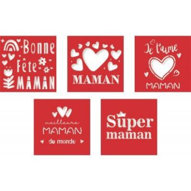 Achetez Lot de 5 pochoirs MAMAN 1659 pas cher sur Ma Rentrée Scolaire